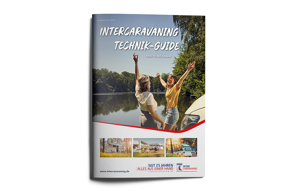 Entdecken Sie technische Innovationen im Technik Guide! Ein Mockup des Technik Guides von InterCaravaning.